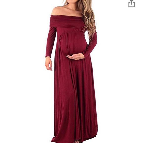 Mother Bee Dresses & Skirts - Maternity Over the Shoulder Maxi Dress